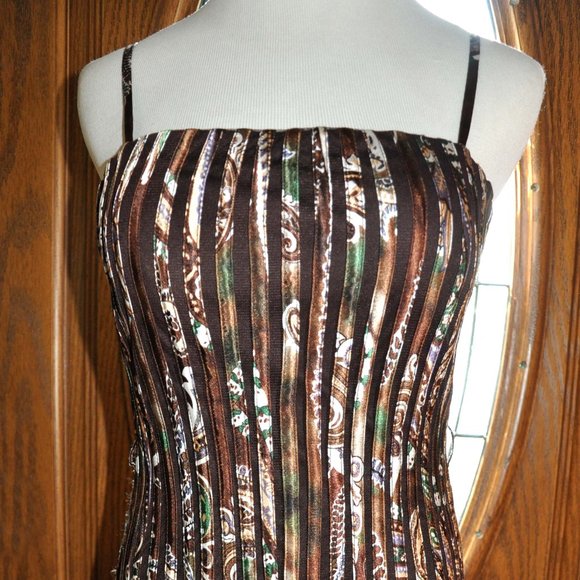 Cache Chocolate Brown Party Cocktail Dress 3/4 Length Dress Size 8 - Picture 2 of 6